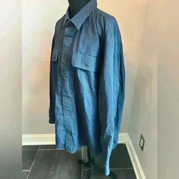 LL Bean Mens Blue Flannel Lined Hurricane Button Up Shirt Size XL- Reg - Picture 3 of 6